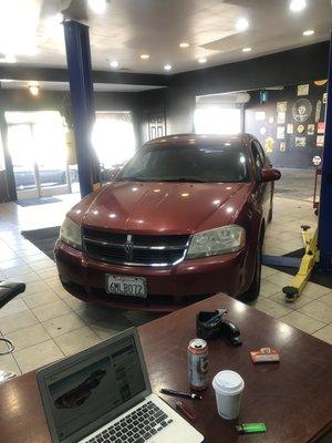 2010 Dodge Avenger R/T replace battery front brakes wiper blades air filter cabin filter serpentine belt crankshaft position sensor etc