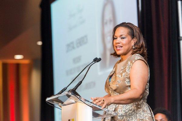 Crystal Kendrick presenting at the African American Chamber Awards Ceremony