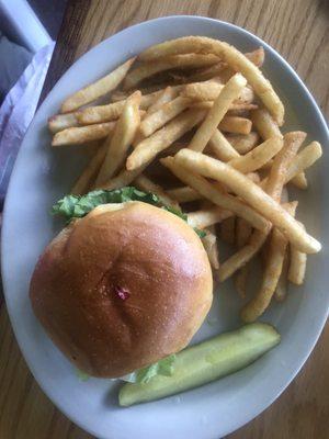 Grilled chicken sandwich with fries