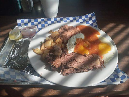 Huevos Rancheros with brisket