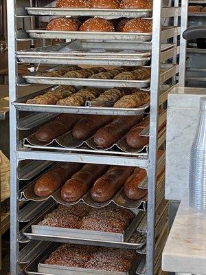 Stunningly beautiful freshly baked bread. Only for their restaurant next door.