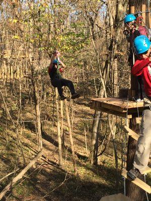 Zip lines--one per each course.