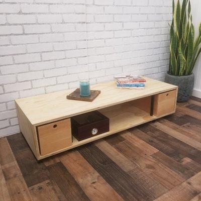 Low Profile Record Storage Media Console - Includes slide out boxes for 7" vinyl storage