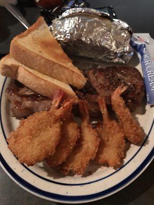 Medium rare steak at steak and shrimp night.