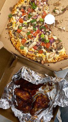 Pizza and chicken