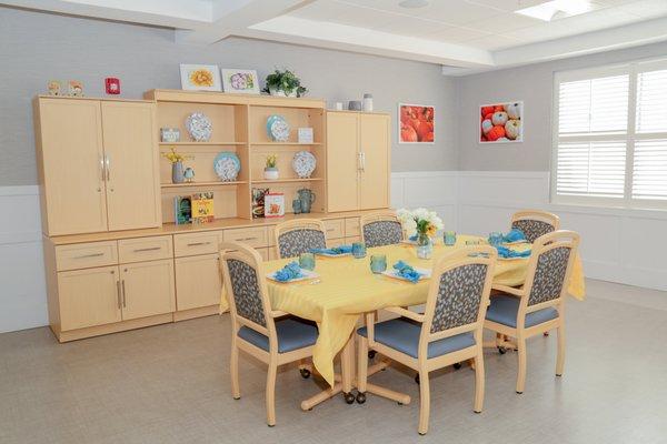 Dining area in memory care unit