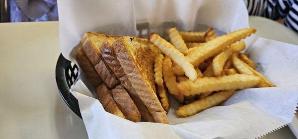 Grilled cheese sandwich and fries kids meal