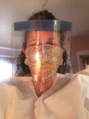 Face shield and gown available for therapist if requested.