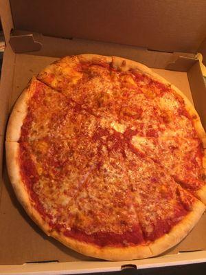 Barely seasoned sauce, bland cheese, and undercooked crust. Not a good pizza, not worth $17 at regular price, not worth $12 at sale price.