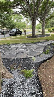 Hardscape design and sod installation we've done for our friends in onion creek