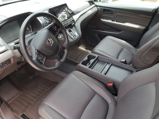 Interior Detail with Interior Ceramic Coating on Leather Seats and Door Panels.