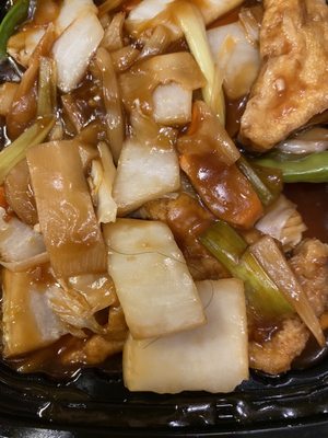 This was "family style bean curd" with a long human hair in it.