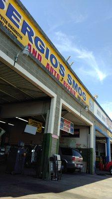 On a Saturday afternoon. For a smog check. No wait. Speedy service.  Chairs set aside to wait with some shade.