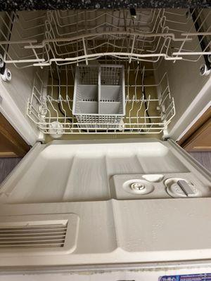 dishwasher will not drain, keeps backing up, and the maintenance man told us that we would have to fix it ourselves.