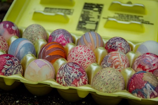 Pretty Easter eggs I was able to make with cheap, ugly old silk ties! Awesome finds!