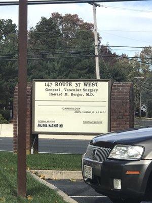 Dr. Berger's sign at the entrance to his practice in  Toms River NJ