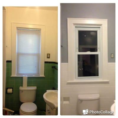 Bathroom tile was rejuvenated with 2 coats of bathroom tile paint and the walls and ceilings painted to create a more modern ...