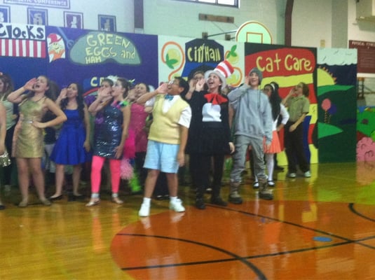 Seussical the Musical by the Jackson Middle School students. Pictured is the full cast in one of the final scenes.