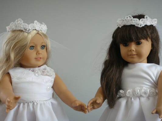 Custom doll dresses to match first communion dresses