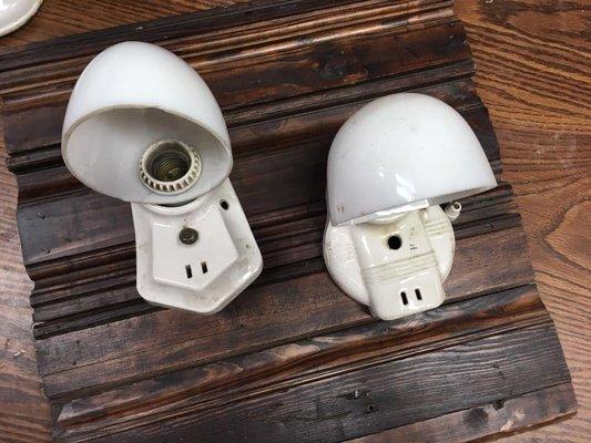 Beautiful porcelain sconces from the Detroit Firehouse Headquarters only $80 each