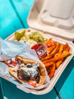 Gyro with fries and salad