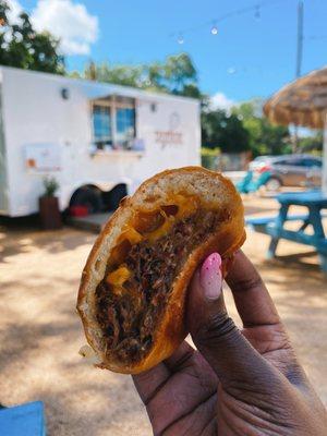 Tried something new at Kerlaches. Kolaches had a sweet bread filled with shredded pork.