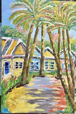 Key West wall art large original painting on canvas. Art Point Gallery and Naples Frame Up, Picture framing Naples Art District