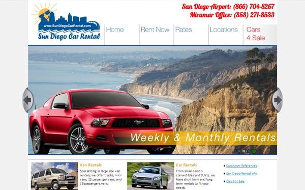 Sun Diego Car Rental website designed by Crown Point Design