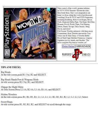 WCW/nWo Thunder (PlayStation) web page from Player's Choice website.