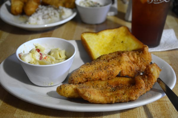 Salt and Pepper Catfish with Potato Salad and Texas Toast