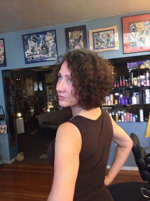 Very curly cut and color