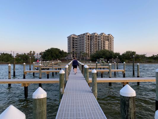 Boat docks in the bay.