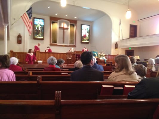 View of Altar area prior to Sunday morning service