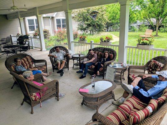 Our family had fun celebrating Mom's 85th birthday on the patio at her Dolan home.