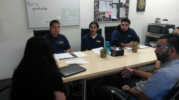 Our Youth Policy Council conducting an interview on a potential new staff member.