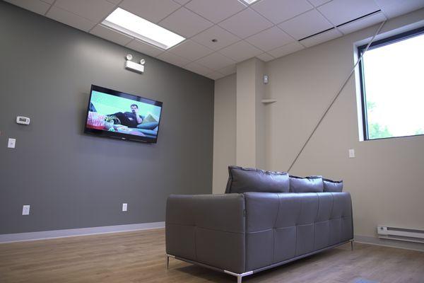 Brite Logistics Drivers Lounge Couch and Tv