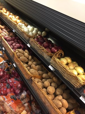 Onions & potatoes store together in the refrigerator section!! Big NO NO