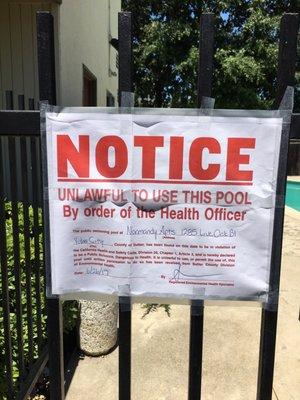 This. Is the sign on the pool at the Normandie apartments on Live Oak Blvd. managed by select properties