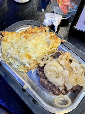 Hamburger Steak and Hashbrowns