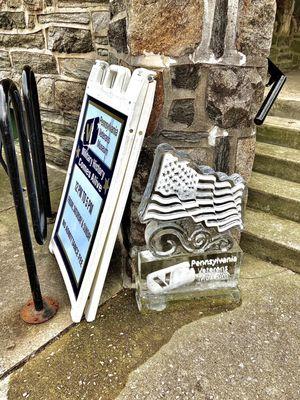 Pennsylvania Veterans Museum -- sculpture at "Ice on State" festival Jan 2023