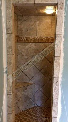 Master shower tile done at a preachers house.