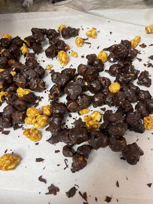 Chocolate covered caramel popcorn.