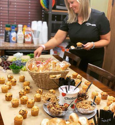 Breakfast/Brunch set up for a local eye doctors office!