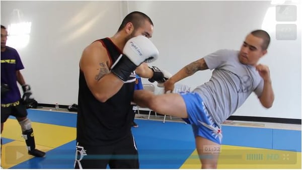 Frank Camacho, TUF fighter, working on his standup with Jose Villarisco