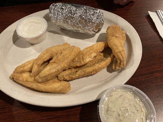 Perch basket w/ baked potato