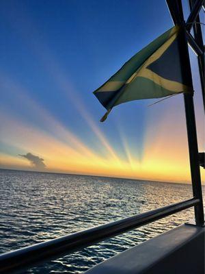 Sunset, Jamaican flag