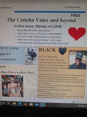 The latest issue of The Concho Voice and beyond, our distribution is currently in Apache and Navaho Counties, New York City, and Texas.