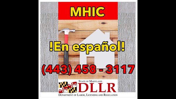 MHIC CLASSES EN ESPAÑOL! Call for info on upcoming classes