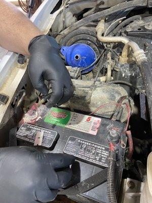 Repair of corroded battery terminals.