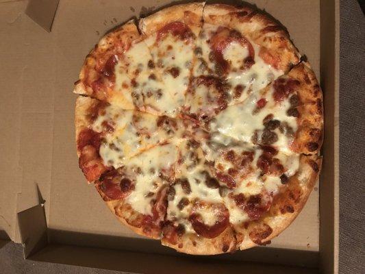 Medium pepperoni and sausage pizza